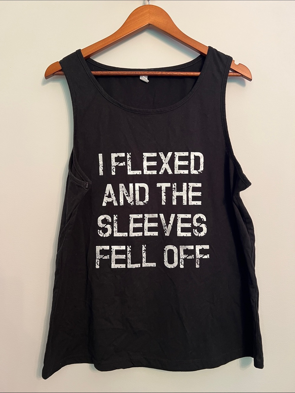 Men’s Size S Black Graphic Muscle Tank Top - Bold White Text